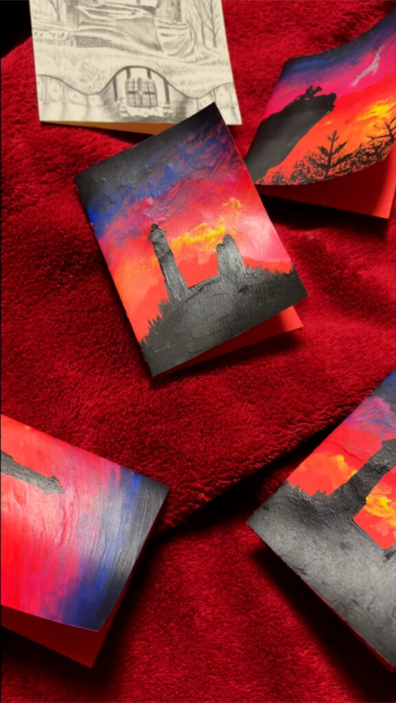 Handgemalte Weihnachtskarten mit dem Motiv "Kirkeler Burg"